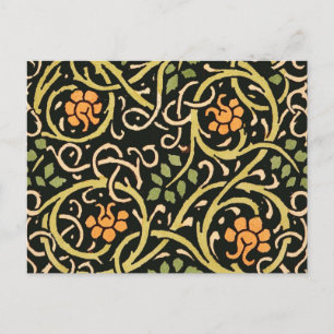 William Morris Black Blommigt Art Print Design Vykort