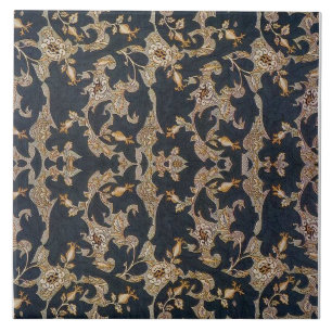 William * Morris Black och Guld Gräs Cone Design Kakelplatta