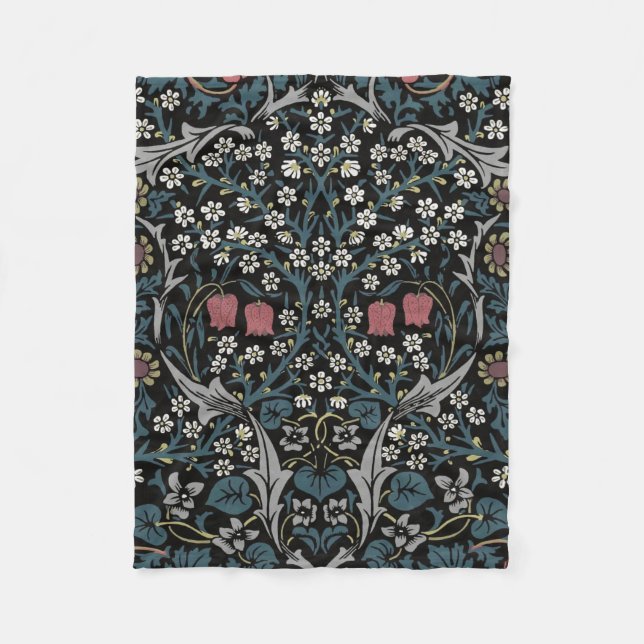 William Morris Blackthorn Blommigt Art nouveau Fleecefilt (Framsidan)