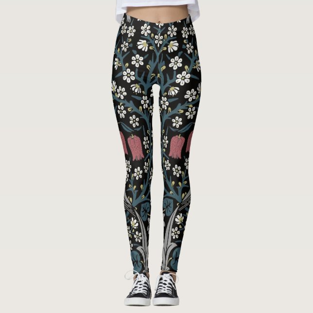 William Morris Blackthorn Blommigt Art nouveau Leggings (Framsida)