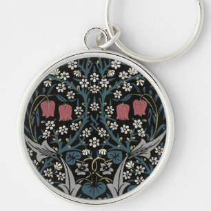 William Morris Blackthorn Blommigt Art nouveau Rund Silverfärgad Nyckelring