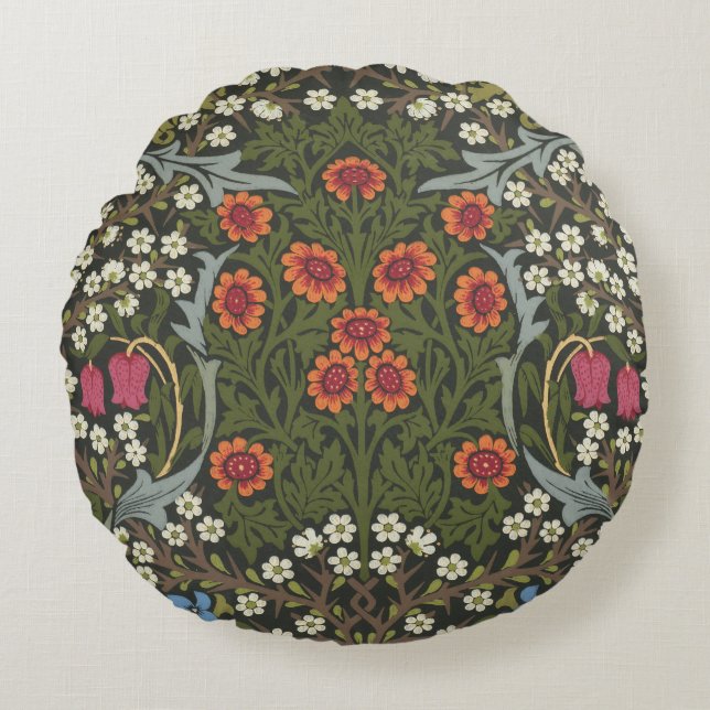 William Morris Blackthorn Garden Flower Classic Rund Kudde (Framsidan)