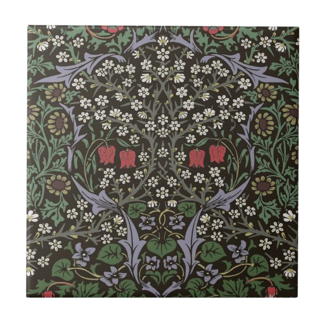 William Morris Blackthorn Tapestry Blommigt Kakelplatta (Framsidan)