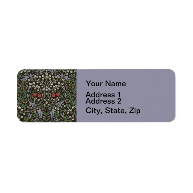 William Morris Blackthorn Tapestry Blommigt Returadress Etikett (Framsidan)