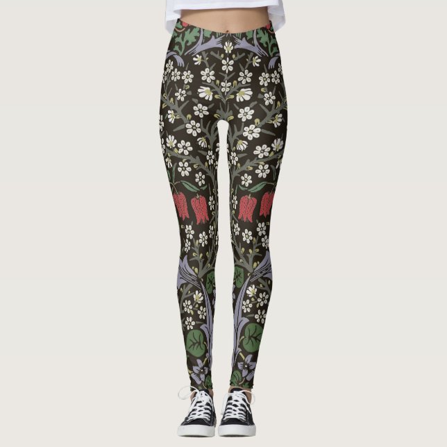 William Morris Blackthorn Tapet Blommig Leggings (Framsida)