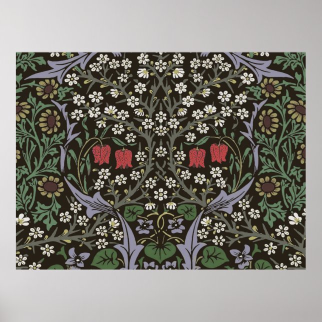 William Morris Blackthorn Tapet Blommig Poster (Framsidan)