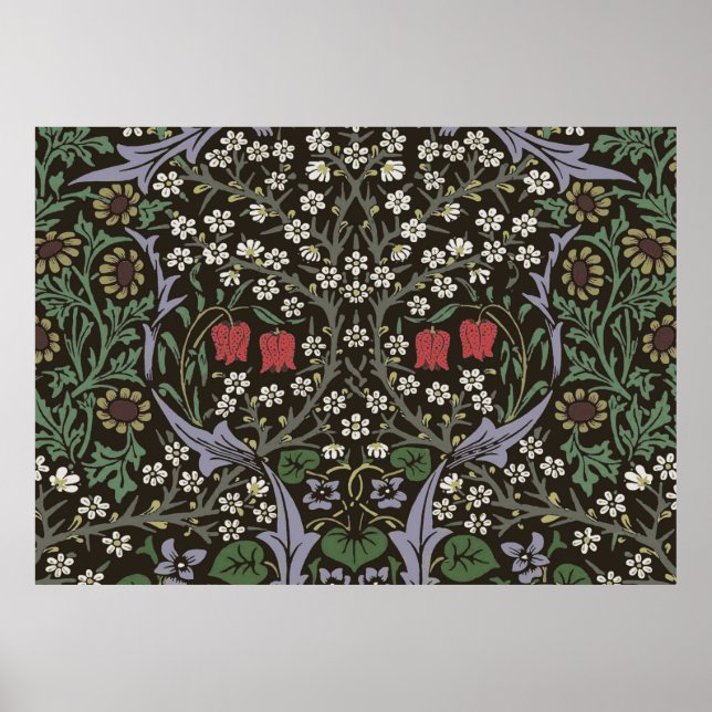William Morris Blackthorn Tapet Blommig Poster (Framsidan)