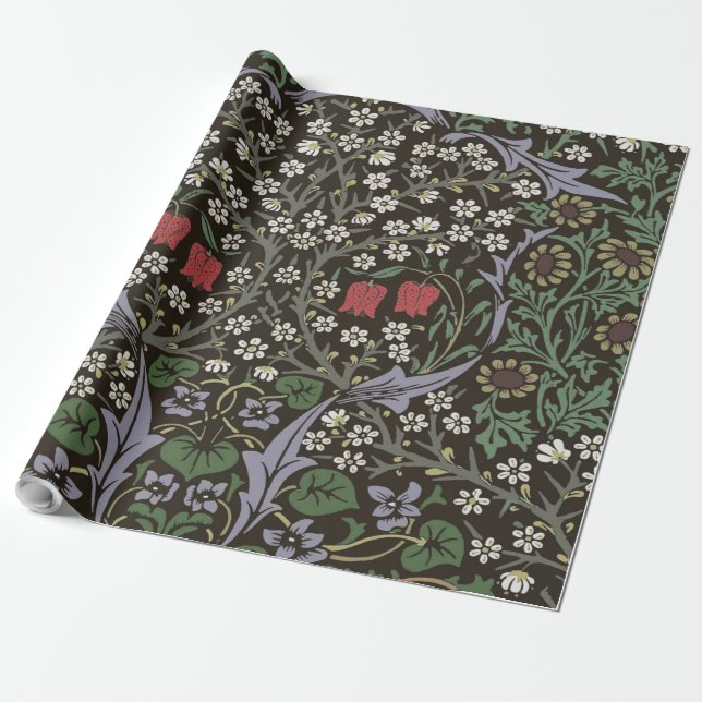 William Morris Blackthorn Tapet Blommig Presentpapper (Utrullad)