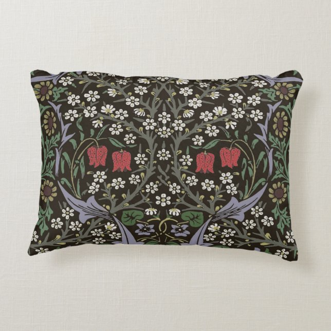 William Morris Blackthorn Tapet Blommig Prydnadskudde (Baksidan)