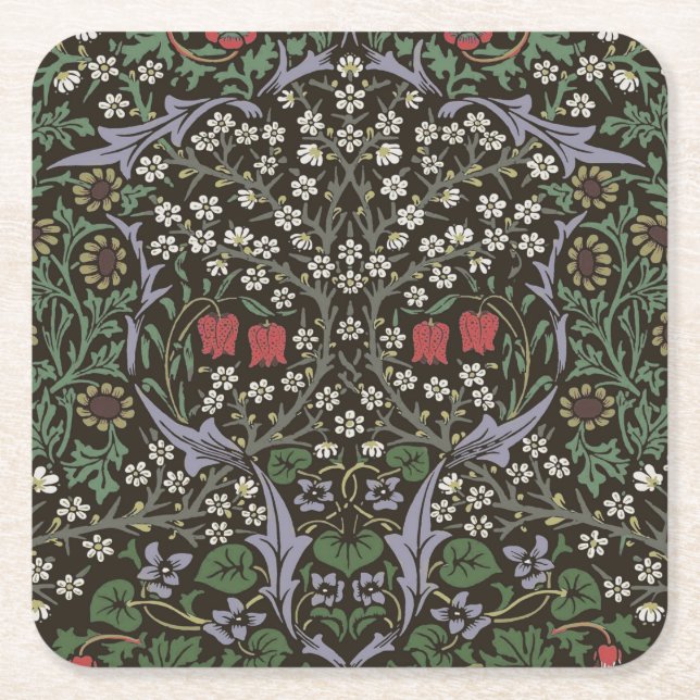 William Morris Blackthorn Tapet Blommig Underlägg Papper Kvadrat (Framsidan)