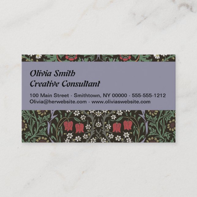 William Morris Blackthorn Tapet Blommig Visitkort (Framsida)