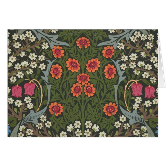 William Morris Blackthorn Trädgårdsblomma Klassike Hälsningskort (Framsidan Horizontal)