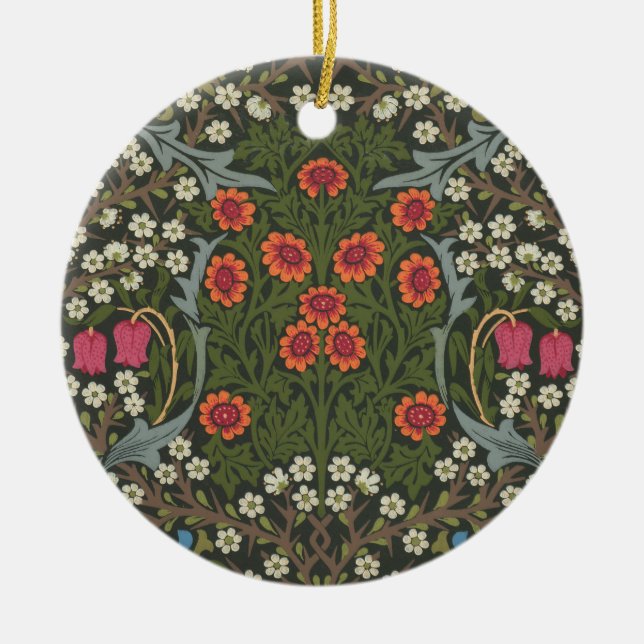 William Morris Blackthorn Trädgårdsblomma Klassike Julgransprydnad Keramik (Framsidan)