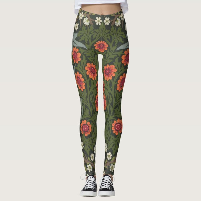 William Morris Blackthorn Trädgårdsblomma Klassike Leggings (Framsida)