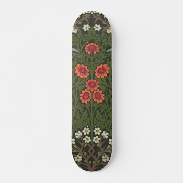 William Morris Blackthorn Trädgårdsblomma Klassike Mini Skateboard Bräda 18,5 Cm (Framsida)