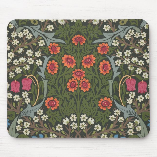 William Morris Blackthorn Trädgårdsblomma Klassike Musmatta (Framsidan)