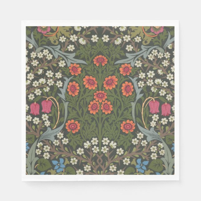 William Morris Blackthorn Trädgårdsblomma Klassike Pappersservett (Framsidan)