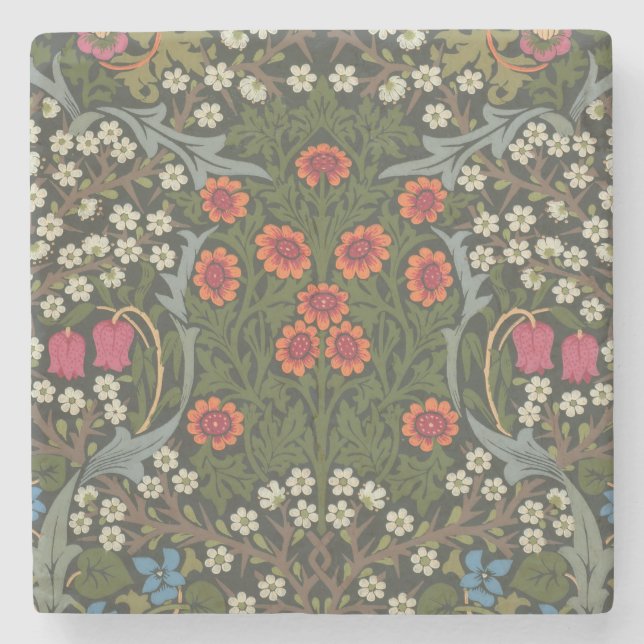 William Morris Blackthorn Trädgårdsblomma Klassike Stenunderlägg (Framsidan)