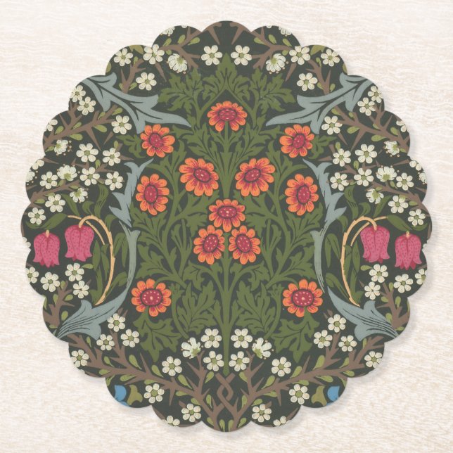 William Morris Blackthorn Trädgårdsblomma Klassike Underlägg Papper (Framsida)