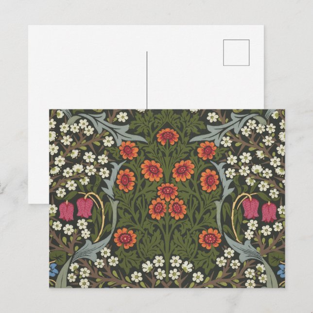 William Morris Blackthorn Trädgårdsblomma Klassike Vykort (Fram/baksida)