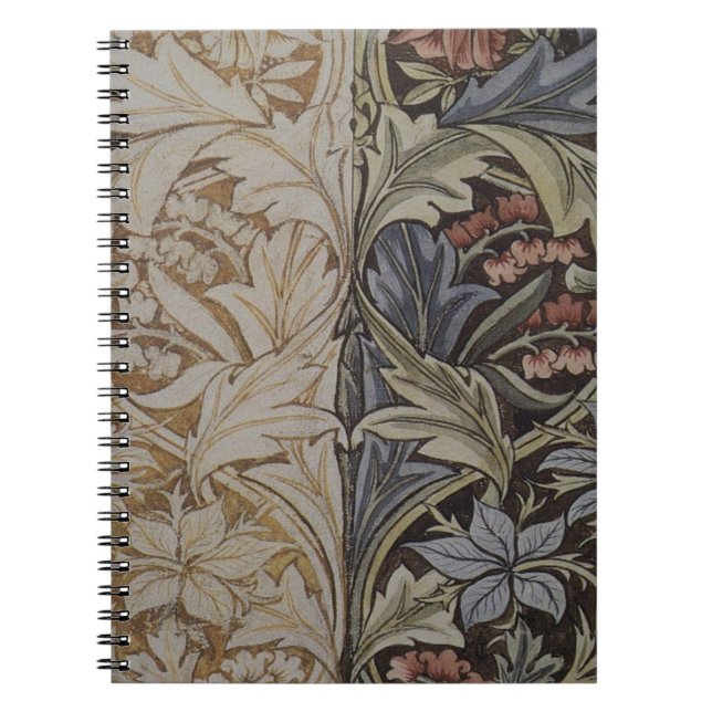William Morris Blåklocka Tapet Botanisk Klassiker Anteckningsbok Med Spiral (Framsidan)