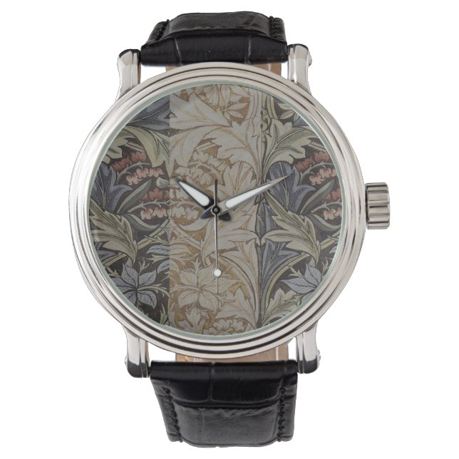 William Morris Blåklocka Tapet Botanisk Klassiker Armbandsur (Framsida)