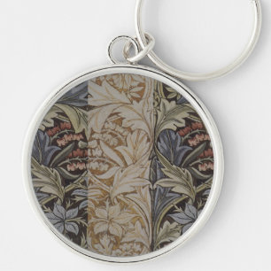 William Morris Blåklocka Tapet Botanisk Klassiker Rund Silverfärgad Nyckelring
