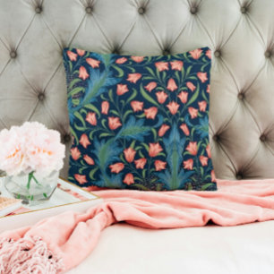 William Morris Blått och Rosa Blommönster Kudde