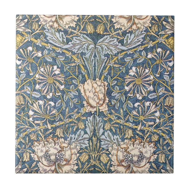 William Morris blåttblommigt Kakelplatta (Framsidan)