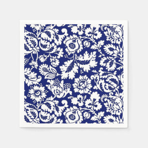 William Morris blom- damast, koboltblått & vit Pappersservett