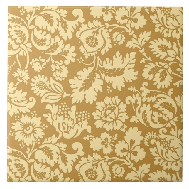 William Morris blom- damast som är senapsgul Kakelplatta (Framsidan)