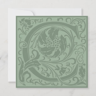 William Morris Blommig Alfabet Monogram Bokstav C Inbjudningar