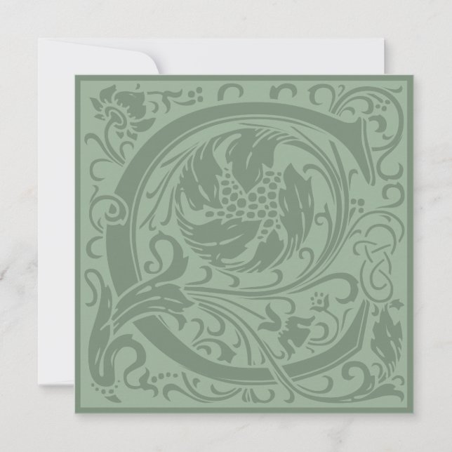 William Morris Blommig Alfabet Monogram Bokstav C Inbjudningar (Framsida)