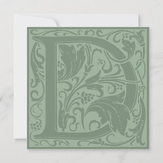 William Morris Blommig Alfabet Monogram Bokstav D Inbjudningar (Framsida)