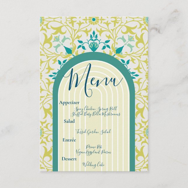 William Morris Blommig Art Deco Art Nouveau Tilläggskort (Framsida)