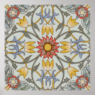 William Morris Blommig Cirkel Blommillustration Poster