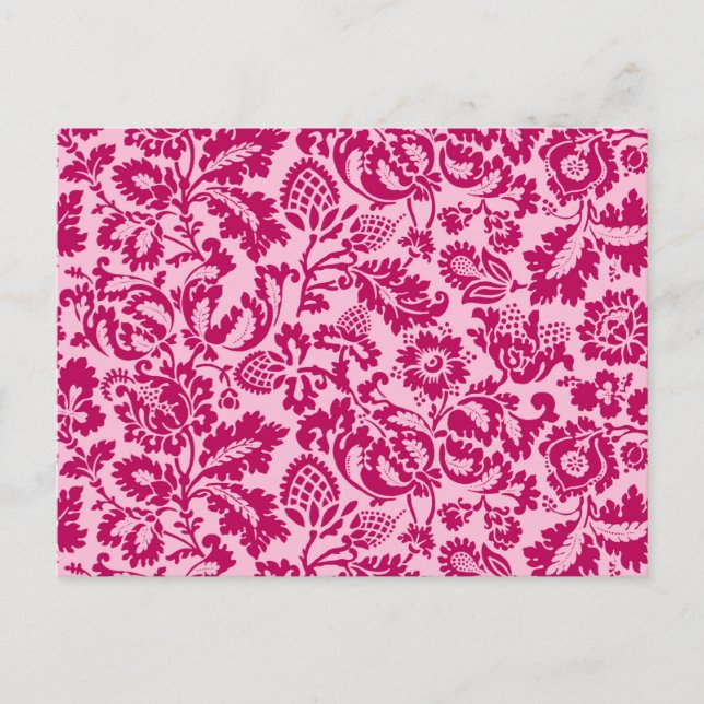 William Morris Blommig Damask, Fuchsia och Rosa  Vykort (Framsida)