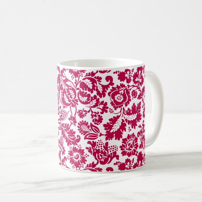 William Morris Blommig Damast, Fuchsia Rosa  Kaffemugg (Framsida höger)