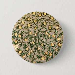 William Morris Blommig Frukt Trädgård Blomma Klass Knapp