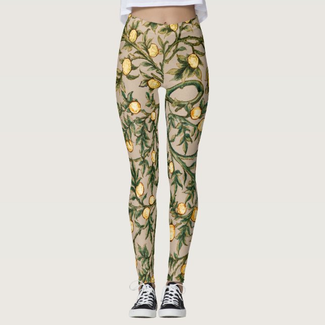 William Morris Blommig Frukt Trädgård Blomma Klass Leggings (Framsida)