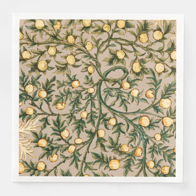 William Morris Blommig Frukt Trädgård Blomma Klass Pappersservett (Framsida)
