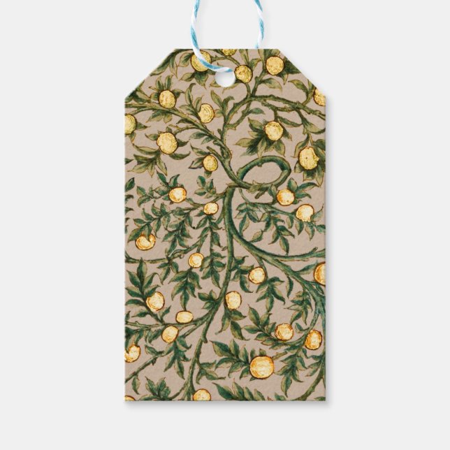 William Morris Blommig Frukt Trädgård Blomma Klass Presentetikett (Framsidan)
