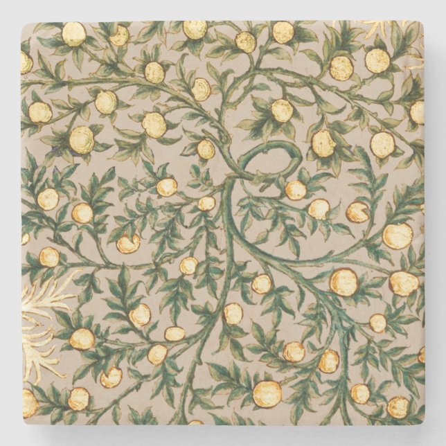 William Morris Blommig Frukt Trädgård Blomma Klass Stenunderlägg (Framsidan)