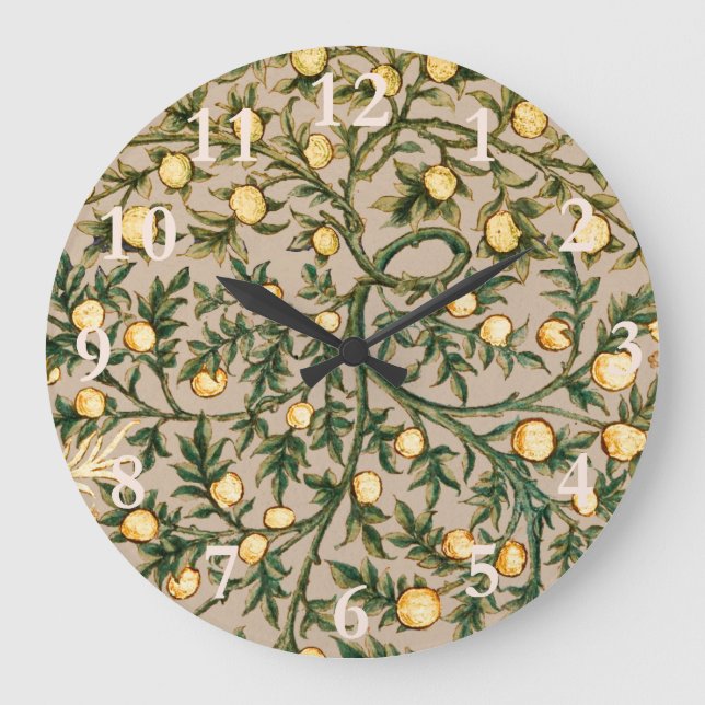 William Morris Blommig Frukt Trädgård Blomma Klass Stor Klocka (Framsida)