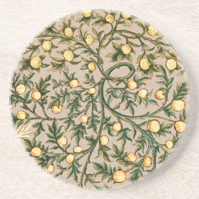William Morris Blommig Frukt Trädgård Blomma Klass Underlägg (Framsidan)