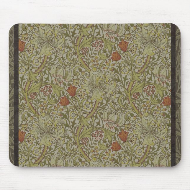 William Morris Blommig lilja pilträd konsttryck de Musmatta (Framsidan)