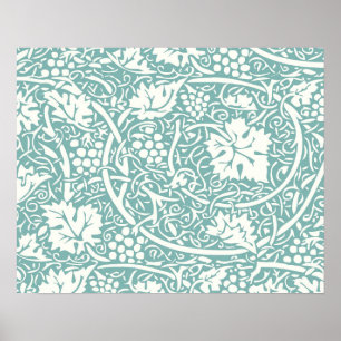 William Morris Blommig Tapet Turkos Poster