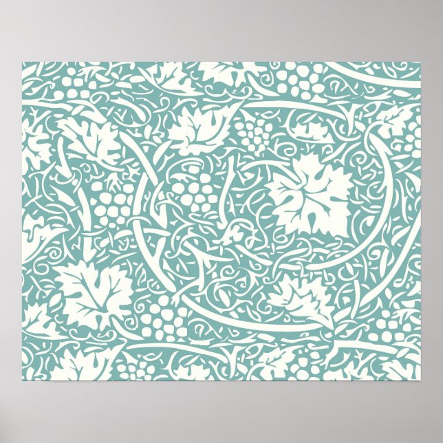 William Morris Blommig Tapet Turkos Poster (Framsidan)