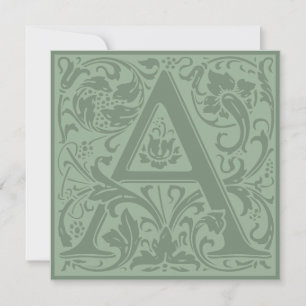 William Morris Blommigt Alphabet Monogram Brev A Inbjudningar