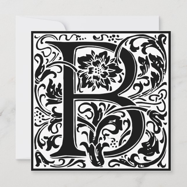 William Morris Blommigt Alphabet Monogram Brev B Inbjudningar (Framsida)